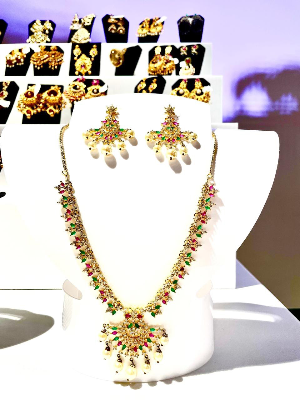 Gold plated Charm Green & Pink Set