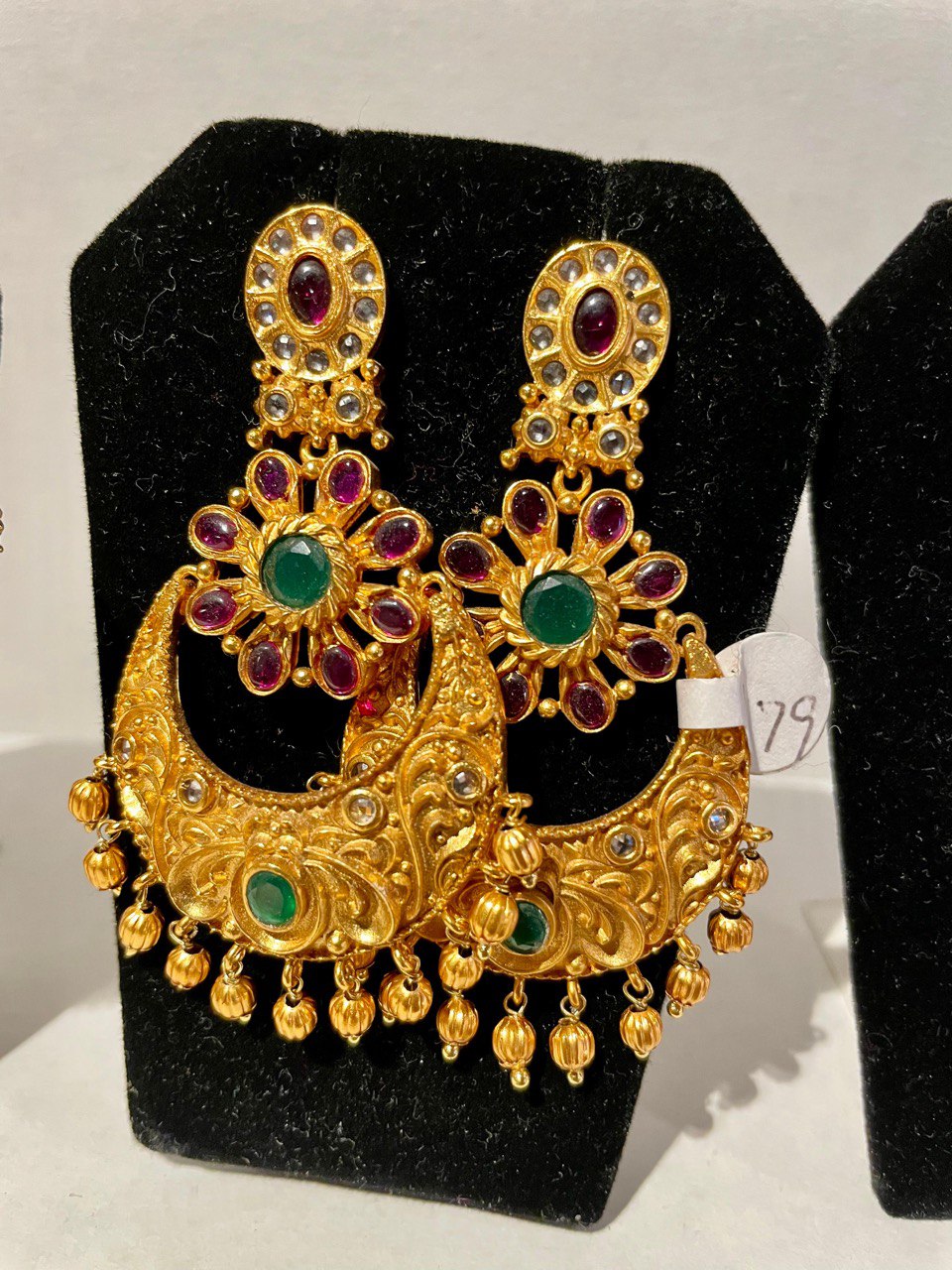 Golden Kundan Chandballi EarringS
