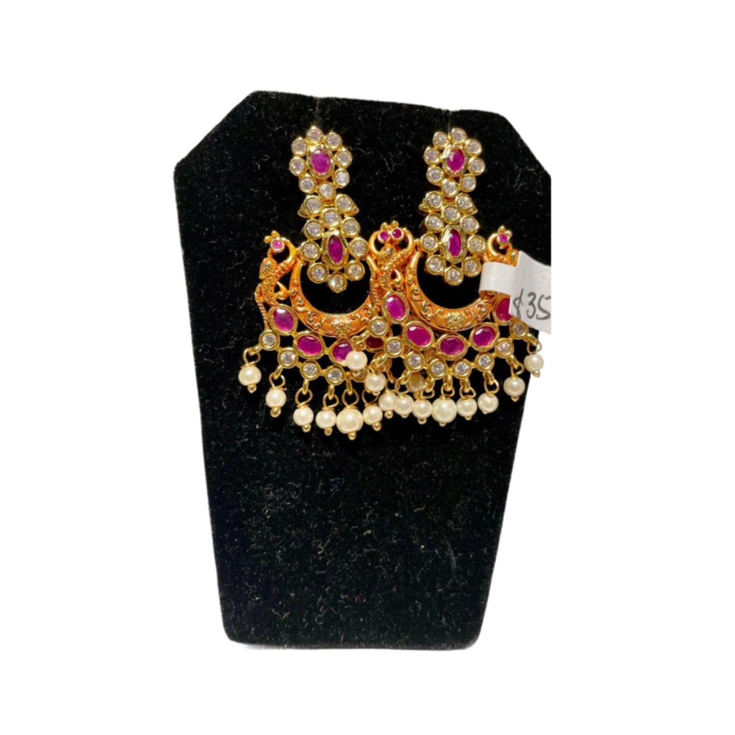 Chandbali Earrings with CZ Stones Jhumka