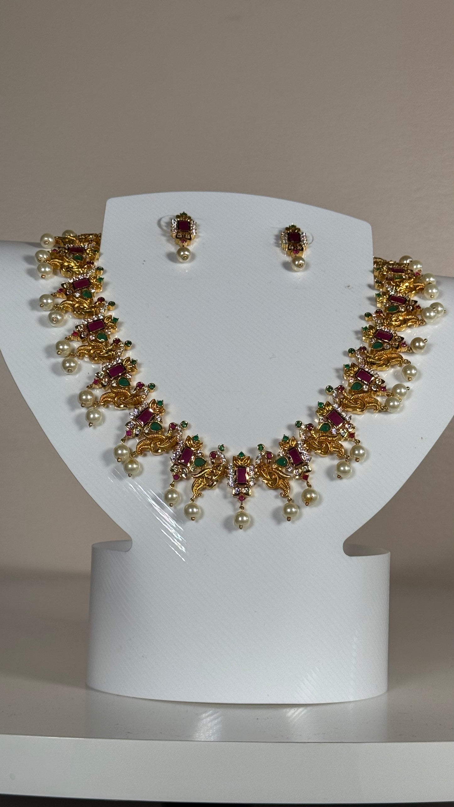 Pearl Gem Traditional Necklace Set