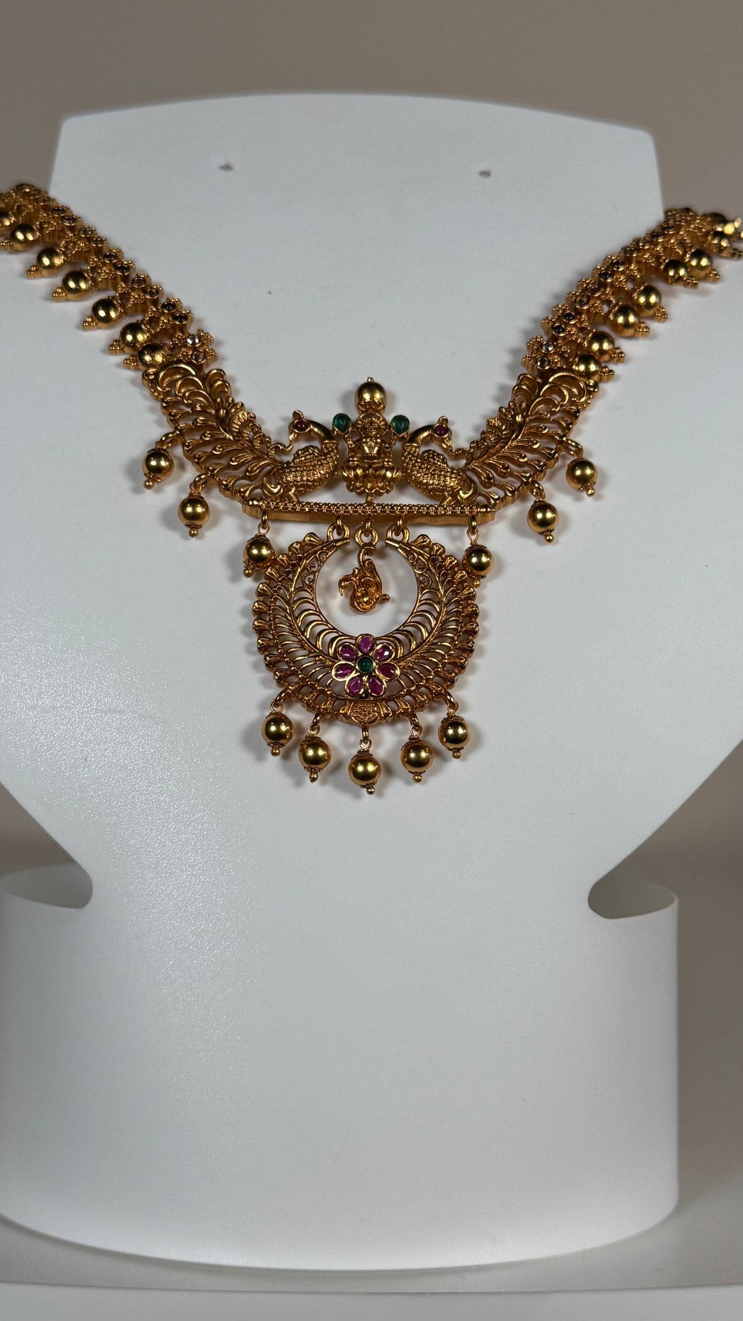 Crescent Gold Floral Necklace