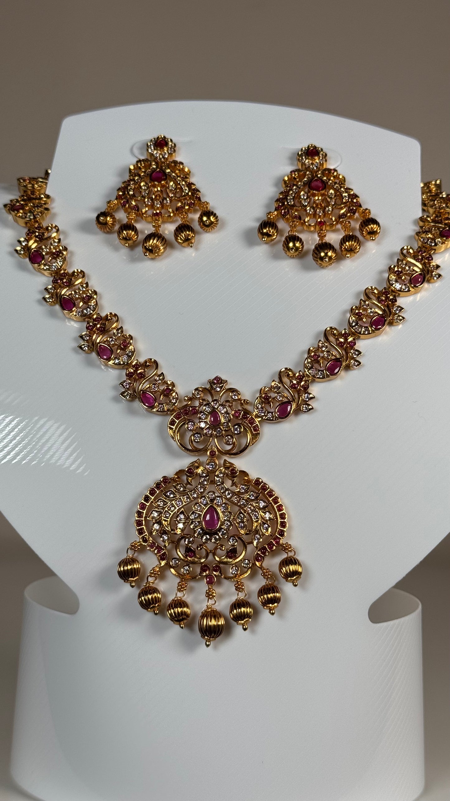 Ruby Gold Traditional Necklace Set