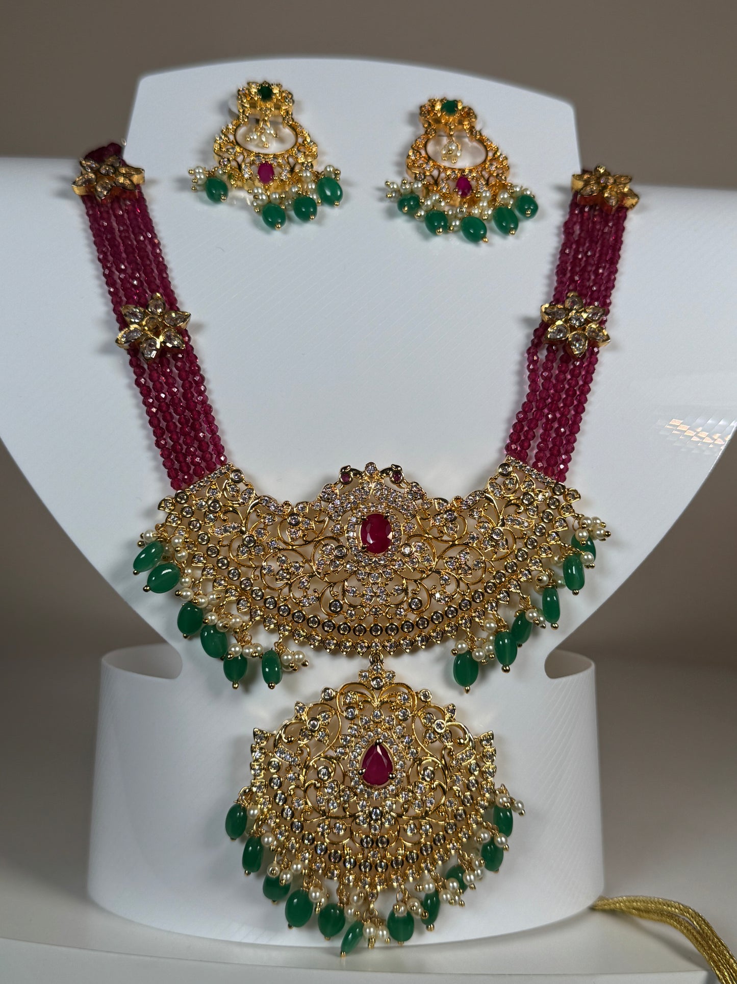 Majestic Ruby & Emerald Bridal Necklace Set