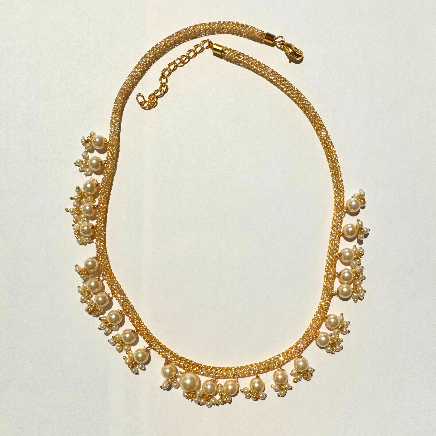 Golden Pearl Cluster Necklace