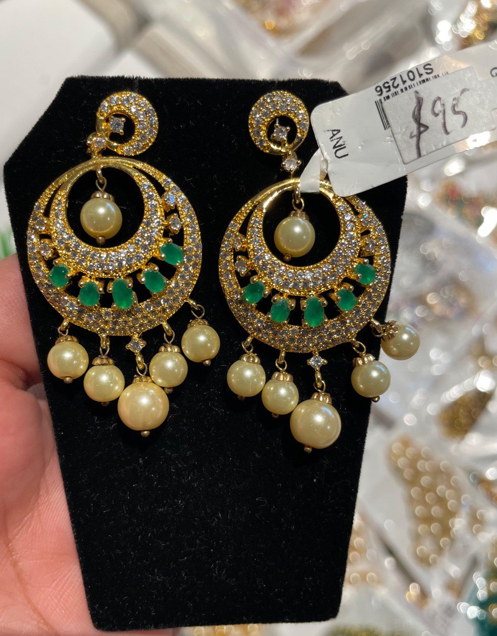 Gold Polish Drop & Danglers Earring Diamond Brass Drops