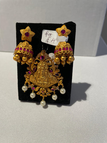 CZ Laxmi Pendants with a pair of earrings