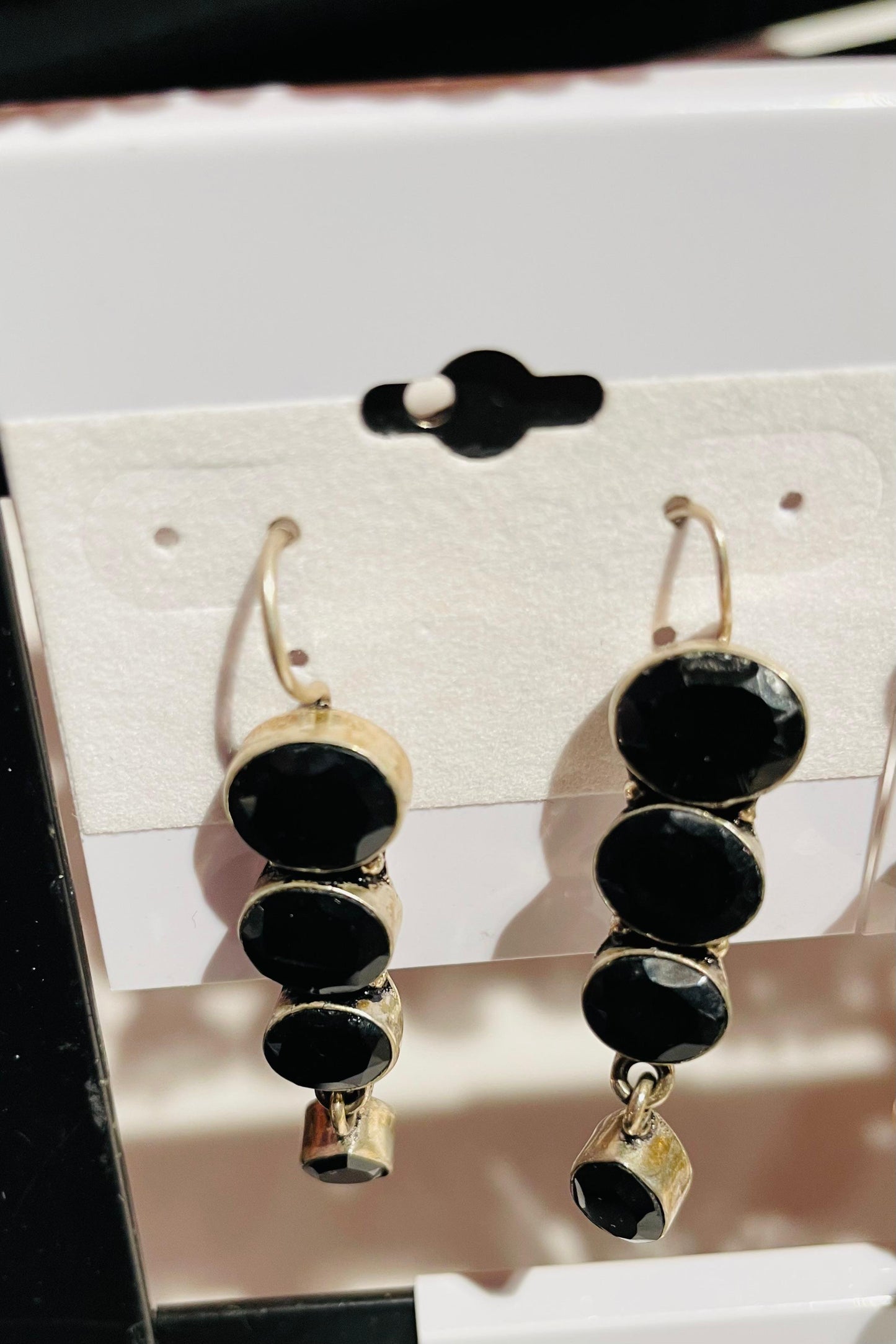 Gold-Plated Black Drop Earrings