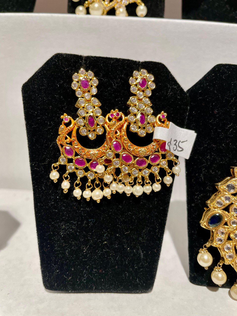 Chandbali Earrings with CZ Stones Jhumka