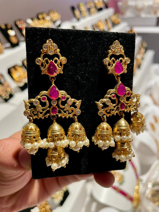 Gold-Plated Dome Shaped Jhumkas Earrings