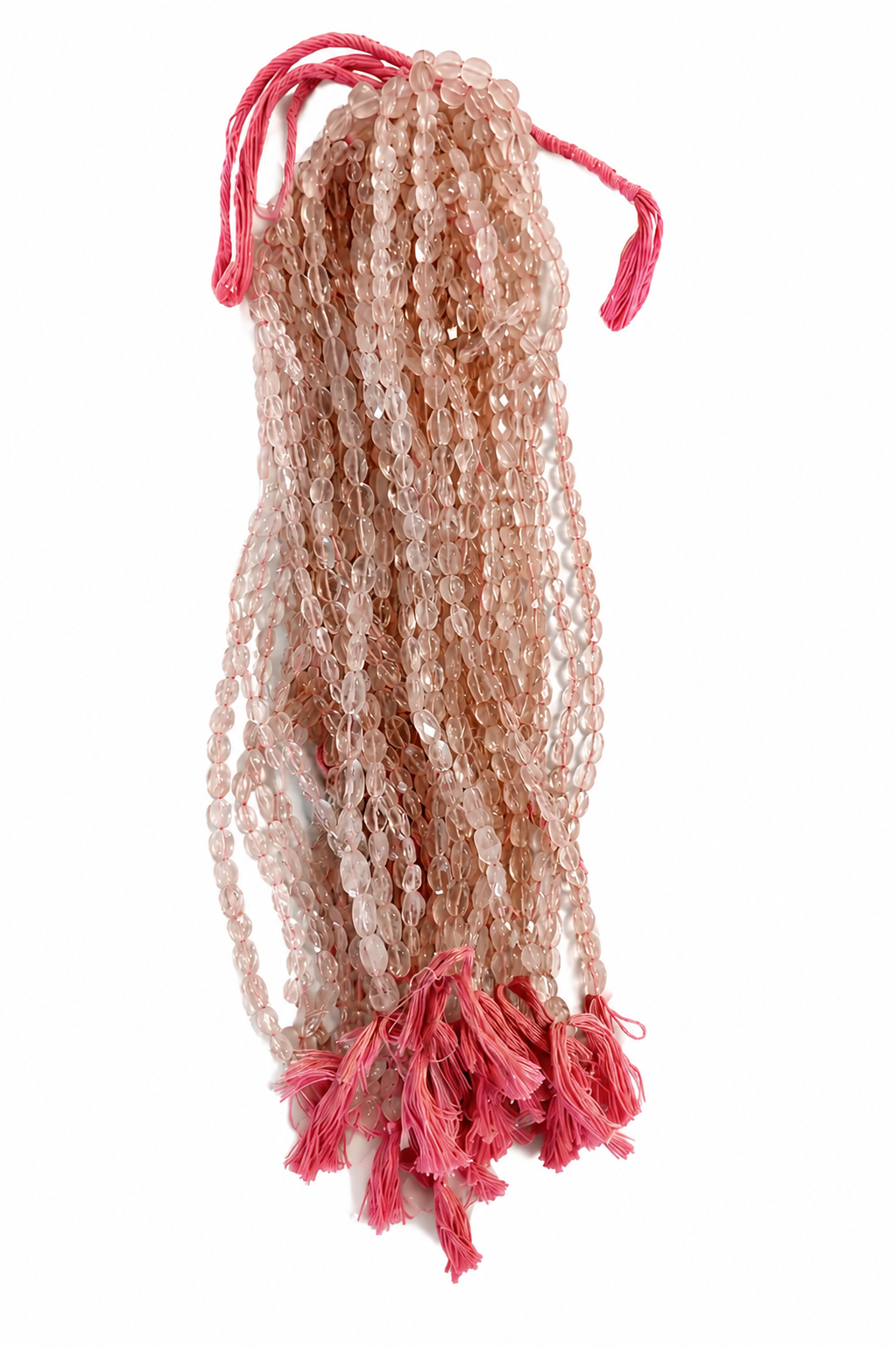 Faceted Pink Morganite Rose Quartz Oval Bead Strands